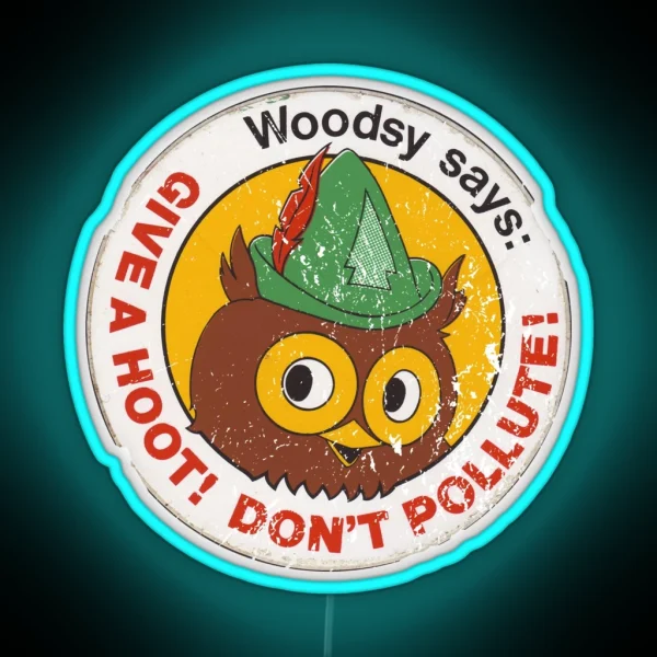 Woodsy Owl 2 RGB Neon Sign