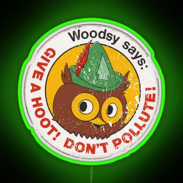 Woodsy Owl 2 RGB Neon Sign