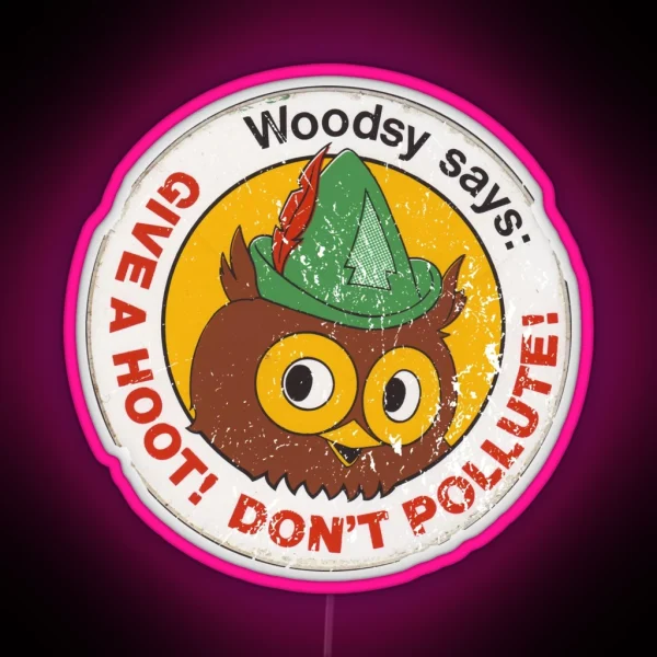 Woodsy Owl 2 RGB Neon Sign