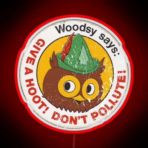 Woodsy Owl 2 RGB Neon Sign