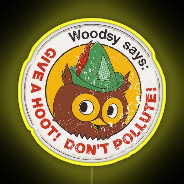 Woodsy Owl 2 RGB Neon Sign