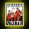 Workers of the World Unite Vibrant RGB Neon Sign Artwork