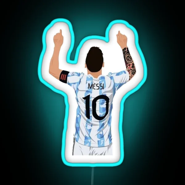 World Cup Soccer Football Lionel Messi Argentina RGB Neon Sign