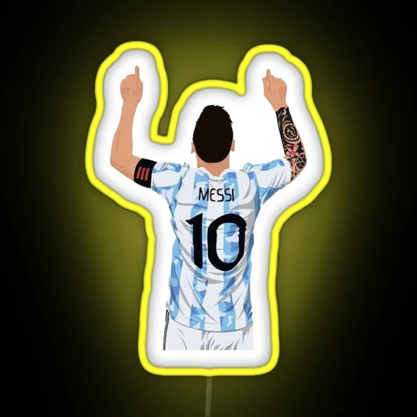 World Cup Soccer Football Lionel Messi Argentina RGB Neon Sign