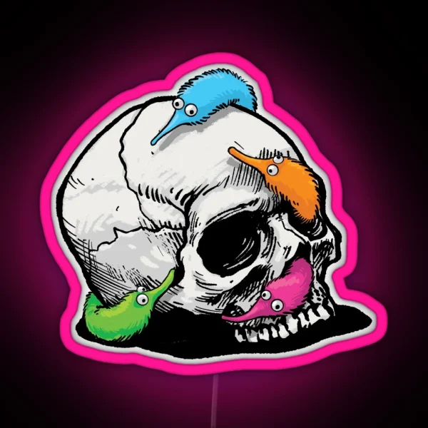 Worms On A String On A Skull RGB Neon Sign