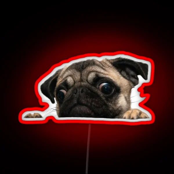 Worried Pug RGB Neon Sign