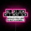 Customizable RGB LED canvas sign with vintage vowel lettering design