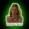 Brighten your space with this customizable neon 'Wrap It Up' sign.