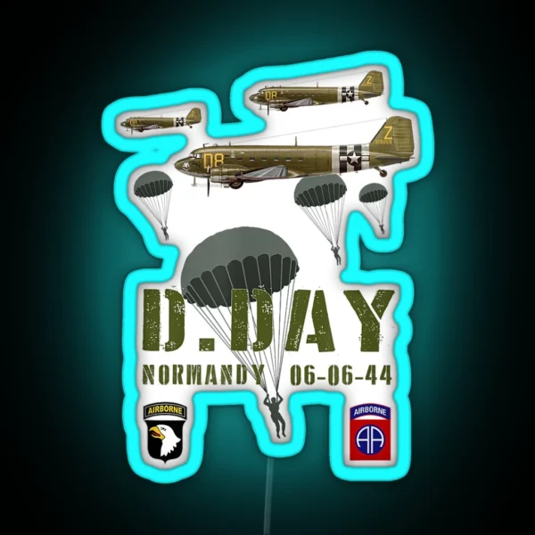 WW2 D Day Anniversary Allied Invasion Normandy RGB Neon Sign