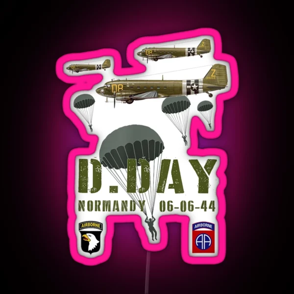 WW2 D Day Anniversary Allied Invasion Normandy RGB Neon Sign