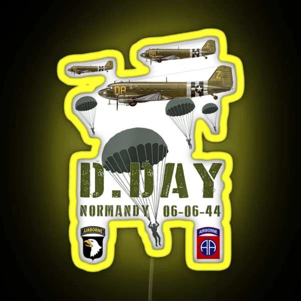 WW2 D Day Anniversary Allied Invasion Normandy RGB Neon Sign