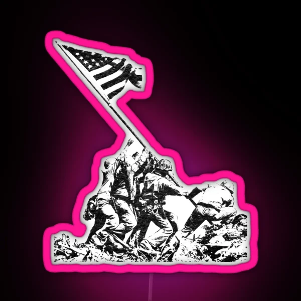 WWII Flag Raising On Iwo Jima RGB Neon Sign