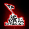 Iconic WWII Iwo Jima Flag Raising in Vibrant Neon Colors