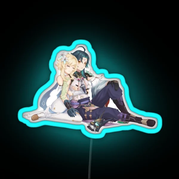 Xiao And Lumine Clouds Genshin Impact RGB Neon Sign