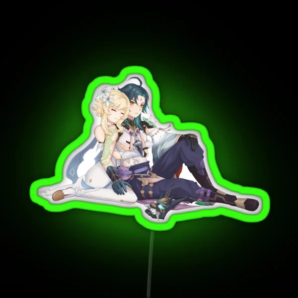 Xiao And Lumine Clouds Genshin Impact RGB Neon Sign