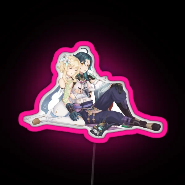 Xiao And Lumine Clouds Genshin Impact RGB Neon Sign