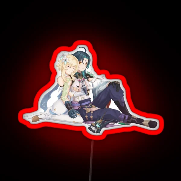 Xiao And Lumine Clouds Genshin Impact RGB Neon Sign