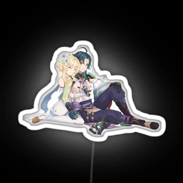 Xiao And Lumine Clouds Genshin Impact RGB Neon Sign