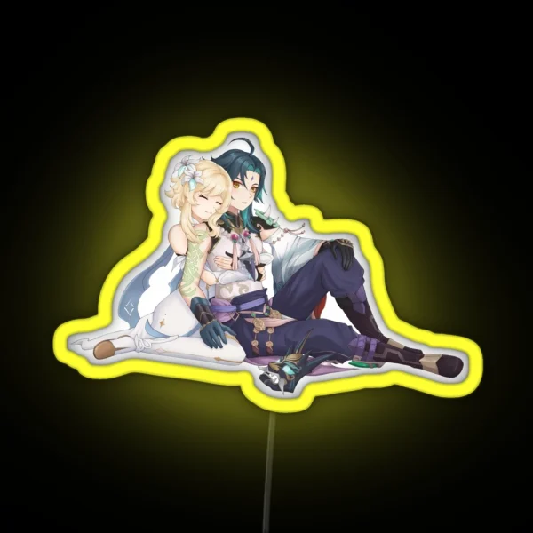 Xiao And Lumine Clouds Genshin Impact RGB Neon Sign
