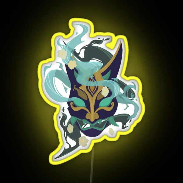Xiao Mask With Flowers RGB Neon Sign