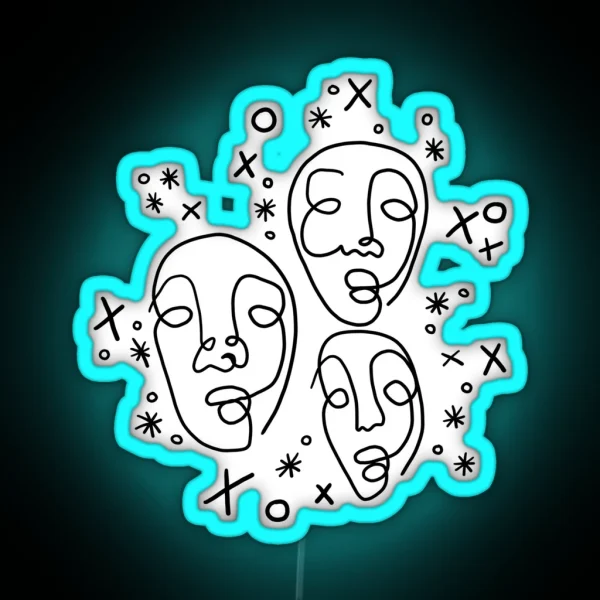 XO Abstract Faces RGB Neon Sign