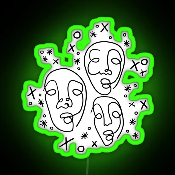 XO Abstract Faces RGB Neon Sign
