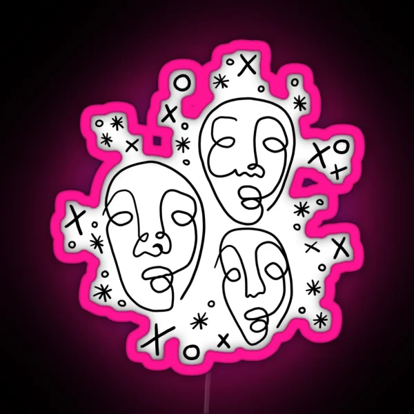 XO Abstract Faces RGB Neon Sign