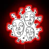 Whimsical Neon Wall Art with Color-Changing Abstract Face Design