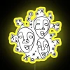 Colorful abstract face design backlit with vibrant RGB LED lights