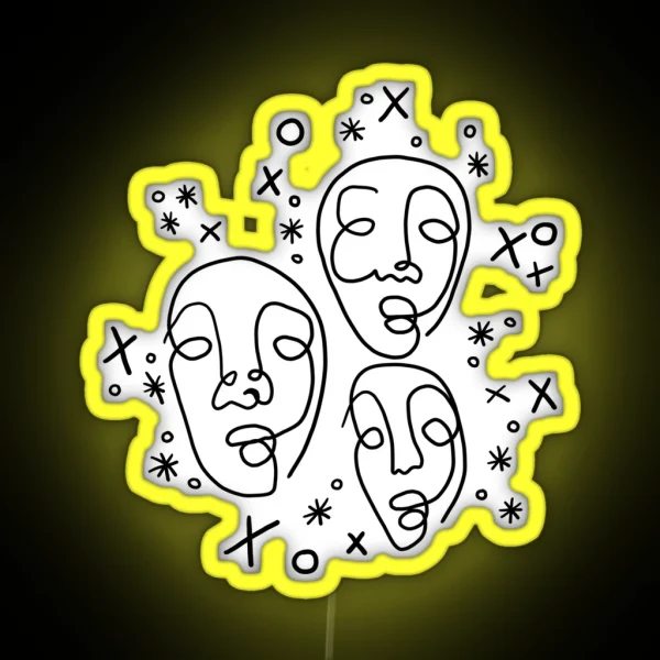 XO Abstract Faces RGB Neon Sign