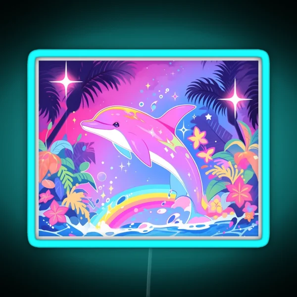 Y2K Aesthetic Dayglow Dolphin Dance RGB Neon Sign
