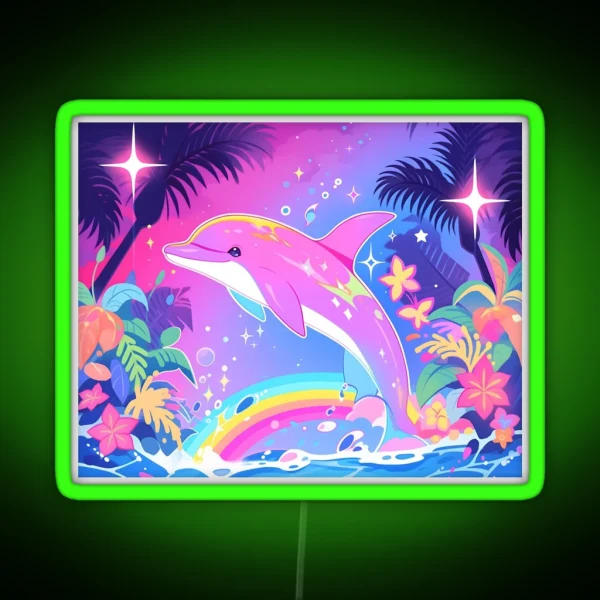 Y2K Aesthetic Dayglow Dolphin Dance RGB Neon Sign