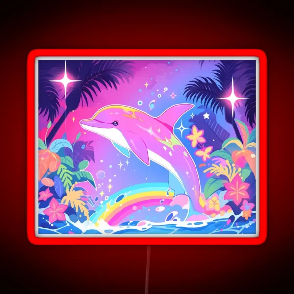 Y2K Aesthetic Dayglow Dolphin Dance RGB Neon Sign