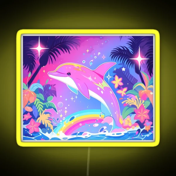 Y2K Aesthetic Dayglow Dolphin Dance RGB Neon Sign