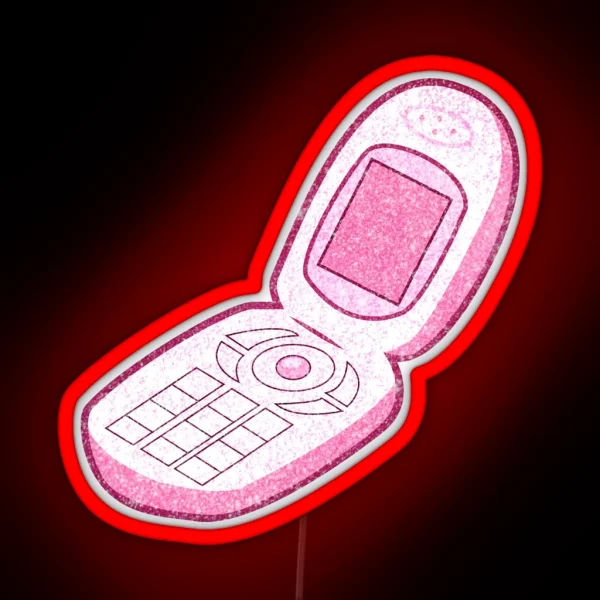 Y2K Flip Phone Pink Sparkly RGB Neon Sign