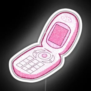 Y2K Flip Phone Pink Sparkly RGB Neon Sign