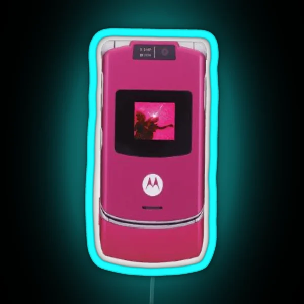 Y2k Pink Flip Phone RGB Neon Sign