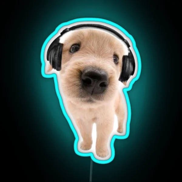 Y2k Puppy With Headphones RGB Neon Sign