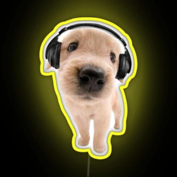 Y2k Puppy With Headphones RGB Neon Sign