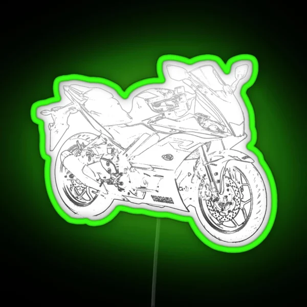 Yamaha YZF R3 Pencil Silhouette Motorcycle Art Sport Bike Superbike RGB Neon Sign