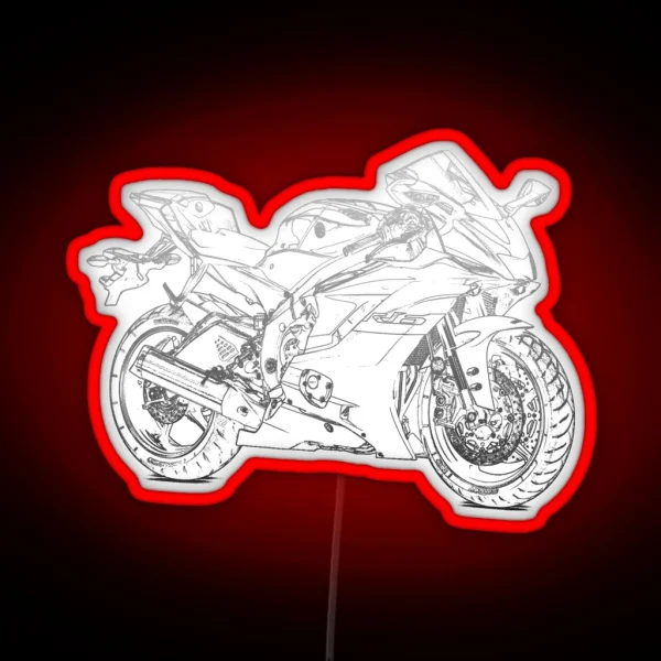 Yamaha YZF R6 Pencil Silhouette Motorcycle Sport Bike Superbike RGB Neon Sign