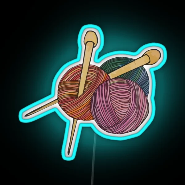 Yarn And Needles RGB Neon Sign