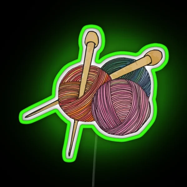 Yarn And Needles RGB Neon Sign
