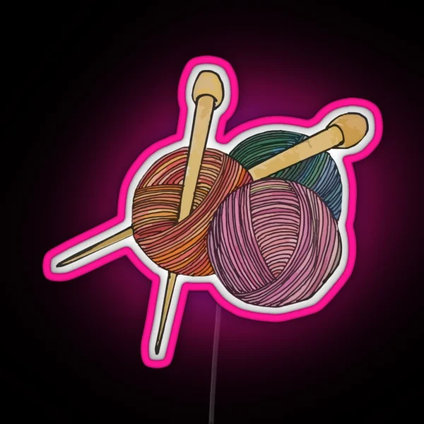 Yarn And Needles RGB Neon Sign