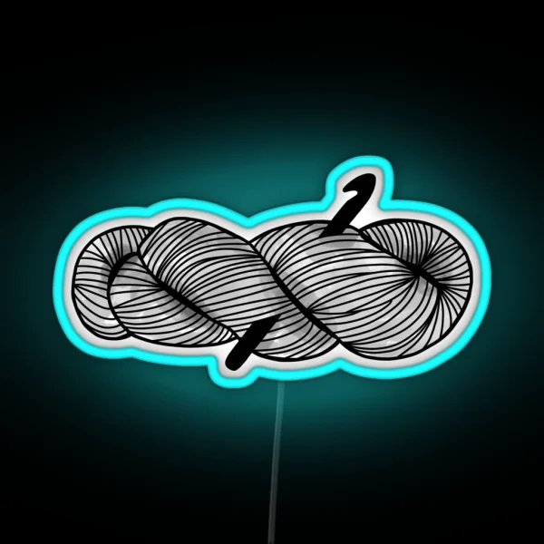 Yarn Hank And Crochet Hook Watercolor RGB Neon Sign