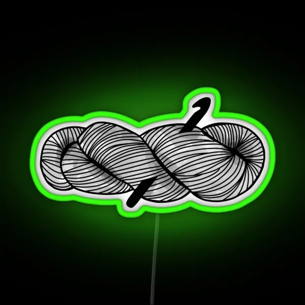 Yarn Hank And Crochet Hook Watercolor RGB Neon Sign