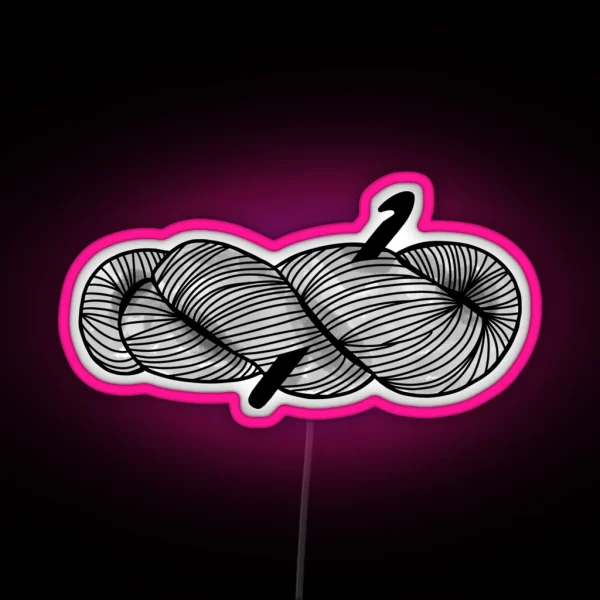 Yarn Hank And Crochet Hook Watercolor RGB Neon Sign