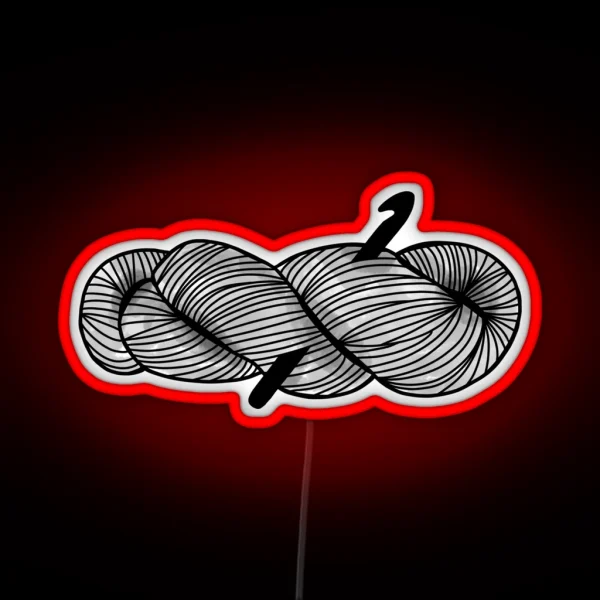 Yarn Hank And Crochet Hook Watercolor RGB Neon Sign