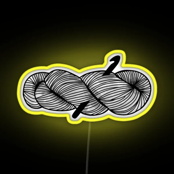 Yarn Hank And Crochet Hook Watercolor RGB Neon Sign