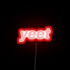 Vibrant Yeet RGB Neon Sign with Brightly Glowing Electronic Letters Arrangement.
